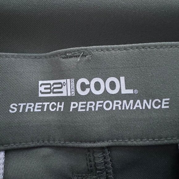 32 Degrees Cool Mens 34x29 Stretch Performance Pants Olive Green Chinos - Picture 4 of 10